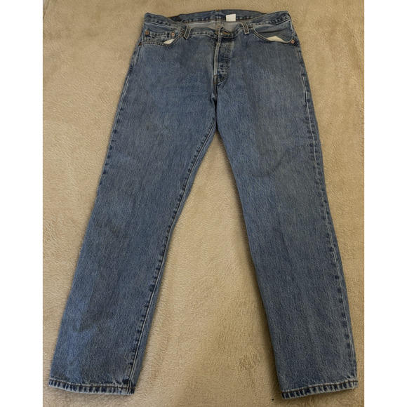 Levi 501 Jeans Mens Size 36x30 Blue Denim 100%Cotton Straight Button Fly Mexico - Picture 1 of 10